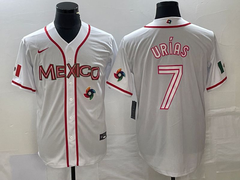 Men 2023 World Cub Mexico #7 Urias White Nike MLB Jersey63